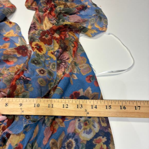 Zimmermann Blue Floral Lovelorn Fringe Halter jumpsuit Sz Small - Picture 8 of 12